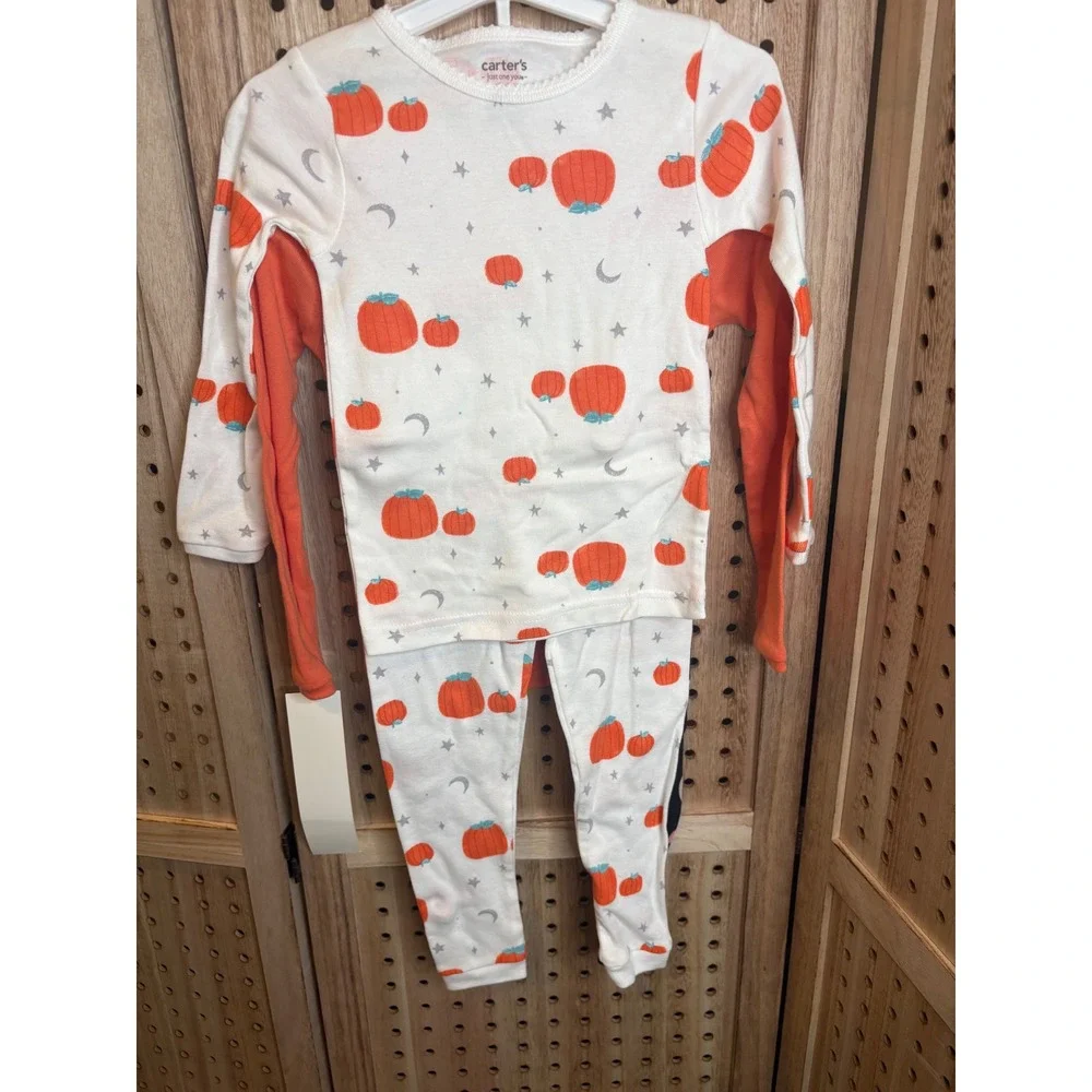 Carters Just One You Kids 2T Halloween Pajama Set Ghost Pumpkin 4-Piece NWT